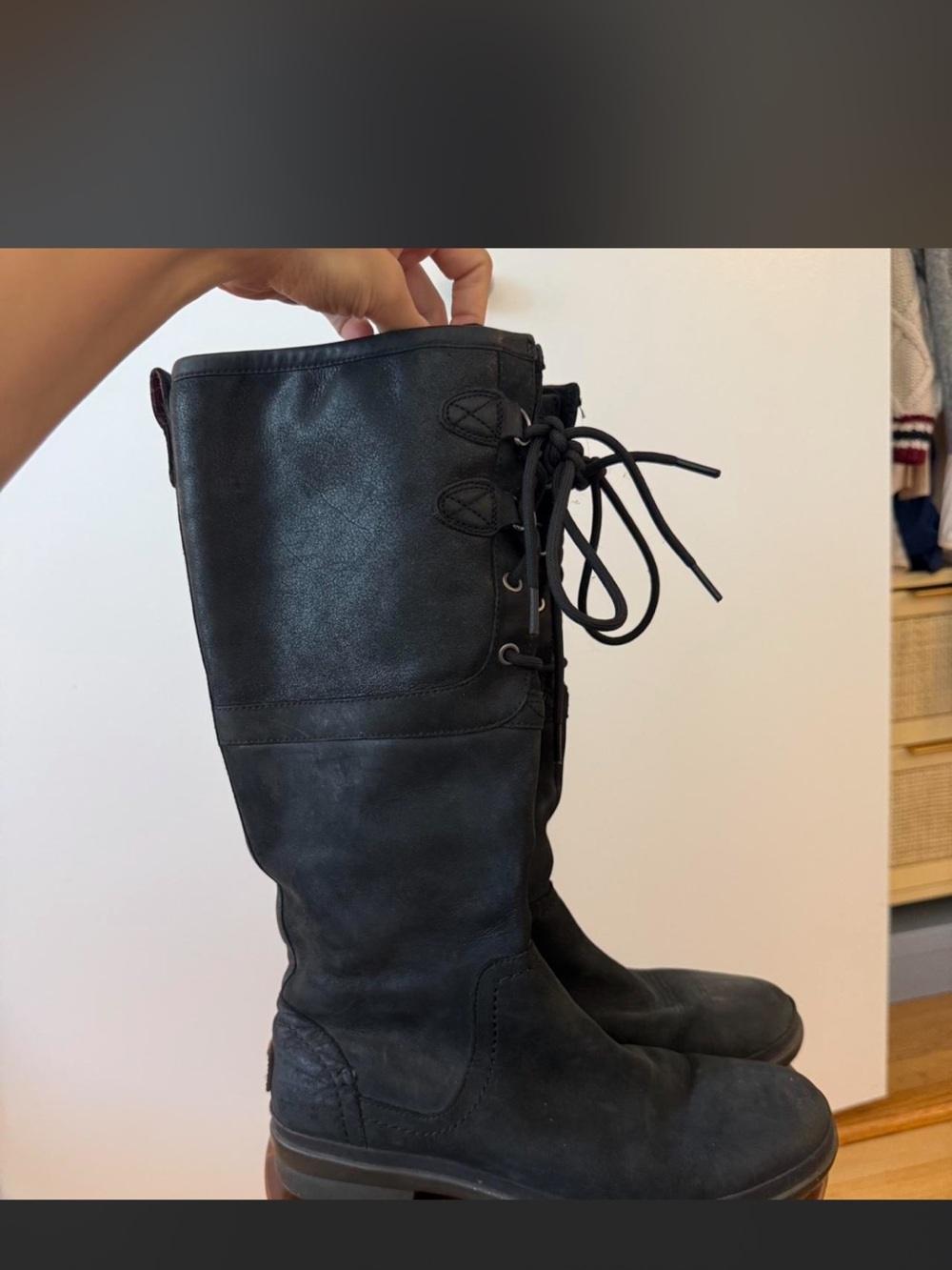 UGG Black Lace-Up Tall Boots - Picture 2 of 5
